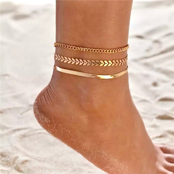 “Lucinda” Gold Link/Snake Chain Anklets/Bracelets - Picture 7 of 9